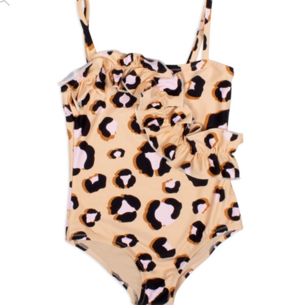 Shade Critters Leopard Animal Print Ruffle One-Piece Swimsuit Girls 3T